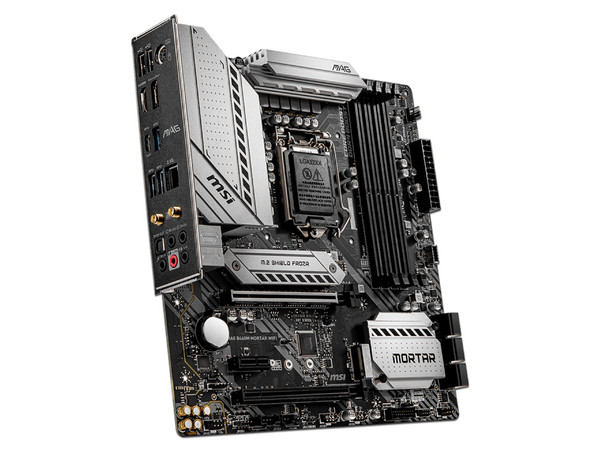 T. Madre MSI B460M MORTAR WIFI, Chipset Intel B460,
Soporta: Core i9 / i7 / i5 / i3 / Pentium Gold / Celeron de 10ma. Gen, Socket 1200,
Memoria: DDR4 2933 / 2666 / 2133 MHz, 128GB Max,
Integrado: Audio HD, Red, Wi-Fi, Bluetooth,
Micro-ATX