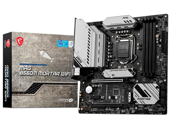 T. Madre MSI B560M MORTAR Wi-Fi, Chipset Intel B560,
Soporta: Procesadores Intel 11va Generación,
Memoria: DDR4 5066/4400/2133 MHz, 128GB Max,
Integrado: Audio HD, Red,
USB 3.1, SATA 3.0, M.2
ATX, Ptos: 2xPCIEx16, 1xPCIE3.0x1.