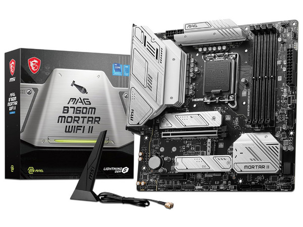 T. Madre MSI MAG B760M MORTAR WIFI II, Chipset Intel B760, Soporta: Intel 14va y 13va Generación, Socket 1700, Memoria: DDR5 7800+(OC)/5800(OC)/4800(JEDEC)MHz, 256GB Max, Integrado: AudioHD, Red, USB 3.2, SATA 3.0, M.2, Micro-ATX, Ptos: 1xPCIEx16.