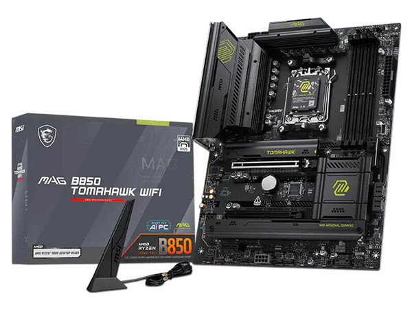 T. Madre MSI MAG B850 TOMAHAWK WIFI,
Chipset AMD B850,
Segmento: Alto/Gamer,
Soporta: Ryzen 9000/ 8000/ 7000 Series, Socket AM5,
Memoria: DDR5 8200/5600MHz, 256GB Max,
Audio HD, Red, USB 3.2, SATA 3.0, Wi-Fi, M.2,
ATX, Ptos: 1xPCIE5.0x16.