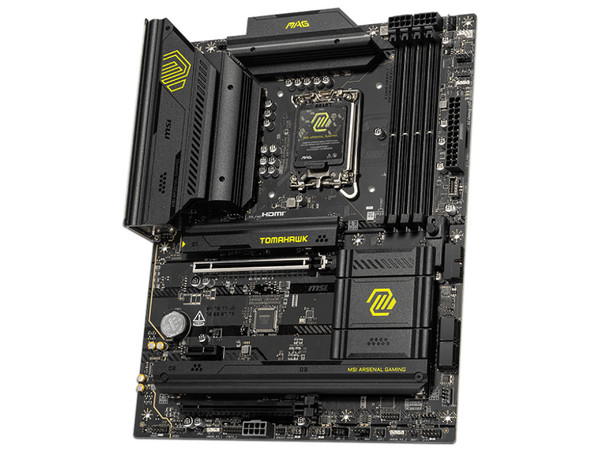 T. Madre MSI MAG B860 TOMAHAWK WIFI:
Chipset Intel B860, 
Segmento: Alto,
Soporta: Intel Core Ultra Series 2,
Socket LGA 1851, Memoria: DDR5 9200 MHz Máx 256GB,
Audio HD Realtek ALC897, Wi-Fi 7, SATA 3.0, M.2.
ATX, Ptos: 1xPCIEx16 Gen 5, 1xPCIEx16.