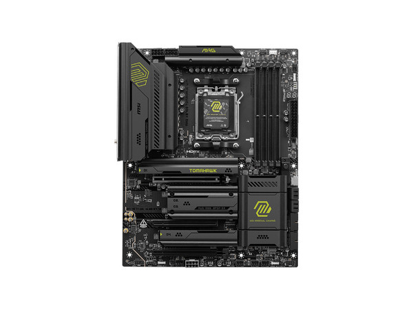 T. Madre MSI MAG X870E TOMAHAWK WIFI: Chipset AMD X870E, 
Soporta: AMD Ryzen 7ma, 8va y 9na Generación, Socket AM5,
Memoria: DDR5 8400/ 6800/ 4800MHz, Max 192GB, 
Integrado: AudioHD, Wi-Fi 7, USB 3.2, SATA, M.2, 
ATX, 1xPCIE5.0x16, 1xPCIE4.0x16.