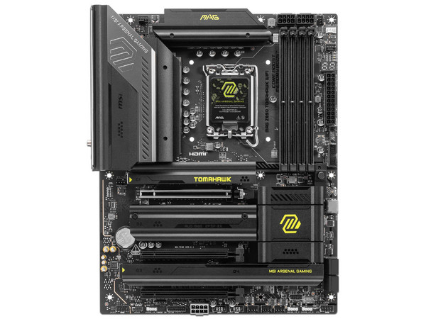 T. Madre MSI MAG Z890 TOMAHAWK WIFI,
Chipset Intel Z890,
Segmento: Alto/Gamer,
Soporta: Intel Core Ultra (Series 2), Socket LGA 1851,
Memoria: DDR5 9200 MHz, 256GB Max,
 Audio HD, Red 5G, Wi-Fi 7,
USB 3.2, SATA 6G, M.2,
ATX, Ptos: 1xPCIe 5.0 x16.