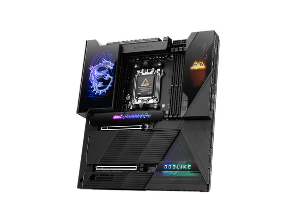 T. Madre MSI MEG X870E GODLIKE: Chipset AMD X870, Soporta: Procesadores AMD Serie 9000, 8000 y 7000, Socket AM5, Memoria: DDR5 9000/5600(OC)/4800MHz, 256GB Max, Integrado: Wi-Fi 7, USB, M.2, ATX, Ptos: 2xPCIE5.0x16.