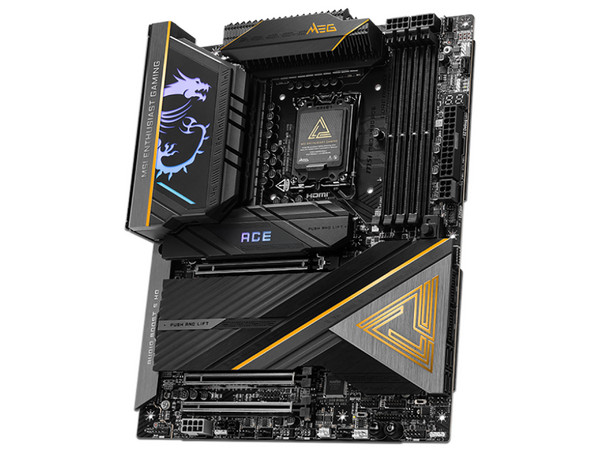 T. Madre MSI MEG Z890 ACE, 
Chipset Z890,
Segmento: Alto/Gamer,
Soporta: Procesadores Intel Core Ultra (Series 2), Socket LGA 1851,
Memoria: DDR5, hasta 7800+ MHz (OC), máx. 192GB,
Audio HD, LAN, Wi-Fi 7, USB 3.2, SATA, M.2,
ATX.