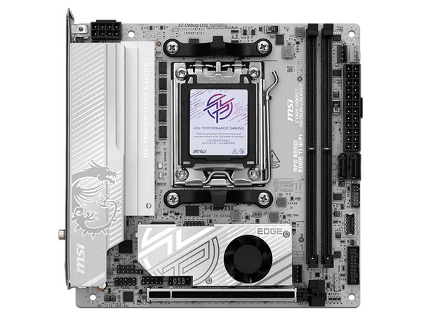 T. Madre MSI MPG B850I EDGE TI WIFI,
Chipset AMD B850,
Segmento: Alto/Gamer,
Soporta: Procesadores AMD Serie 9000, 8000 y 7000, Socket AM5, 
RAM: DDR5 5600/4800MHz, 128GB Max,
Wi-Fi 7, Bluetooth v5.4, Audio HD, USB-C 10Gbps, 
Mini-ITX, Ptos: 1xPCIE