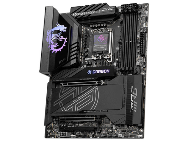 T. Madre MSI MPG Z890 CARBON WIFI:
Chipset Intel Z890,
Segmento: Alto/Gamer,
Soporta: Intel Core Ultra, Socket 1851,
RAM: DDR5 9200/ 7600/ 4800MHz, Máx. 256GB, 
AudioHD, Wi-Fi 7, USB 3.2, SATA, M.2,
ATX, Ptos: 2xPCIE5.0x16, 1xPCIE4.0x16.