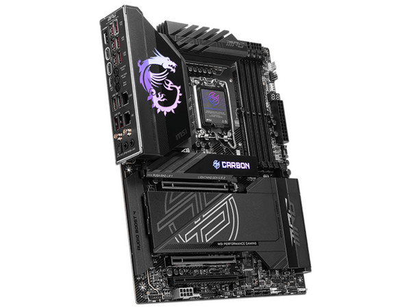 T. Madre MSI MPG Z890 CARBON WIFI:
Chipset Intel Z890,
Segmento: Alto/Gamer,
Soporta: Intel Core Ultra, Socket 1851,
RAM: DDR5 9200/ 7600/ 4800MHz, Máx. 256GB, 
AudioHD, Wi-Fi 7, USB 3.2, SATA, M.2,
ATX, Ptos: 2xPCIE5.0x16, 1xPCIE4.0x16.