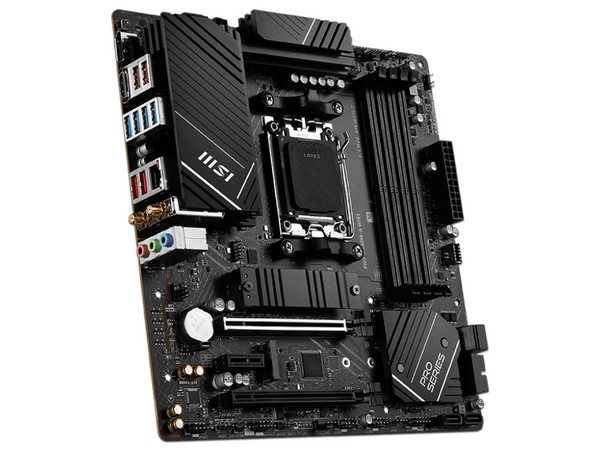 T. Madre MSI PRO B650M-A WIFI, Chipset AMD B650,
Soporta: AMD Ryzen 7ma Generación, Socket AM5,
Memoria: DDR5 6400/4800 MHz, 128GB Max,
Integrado: Audio HD, Red, Wi-Fi, USB 3.2, SATA 3.0,
Micro-ATX, Ptos: 1xPCIE 4.0 x16.