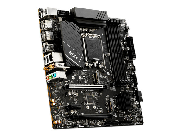 T. Madre MSI PRO B760M-A WIFI DDR5,
Chipset Intel B760,
Segmento: Básico,
Soporta: Procesadores Intel 12va y 13va Generación,
RAM: DDR5 6800/6000/4800MHz, 128GB Max, Integrado:
Audio HD, Red, USB 3.2, SATA 3.0,
Micro-ATX, Ptos: 2xPCIEx16, 1xPCIEx1