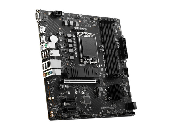 T. Madre MSI PRO B760M-P DDR4,
Chipset Intel B760,
Segmento: Alto,
Soporta: Intel 12va y 13va Generación, Socket 1700,
Memoria: DDR4 4800/3600/2133MHz, 64GB Max,
AudioHD, Red, USB 3.2, SATA 3.0, M.2,
M-ATX, Ptos: 1xPCIE4.0x16, 2xPCIE4.0x1.