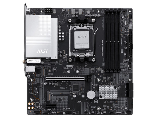 T. Madre MSI PRO B840M-P WIFI6E,
Chipset AMD B840,
Segmento: Alto,
Soporta: Procesadores AMD Serie 9000, 8000 y 7000, Socket AM5, 
Memoria: DDR5 8000 - 5600MHz, 256GB Max, 
Integrado: USB, USB-C, M.2, Wi-Fi, 
Micro-ATX, Ptos: 1xPCIE4.0x16.