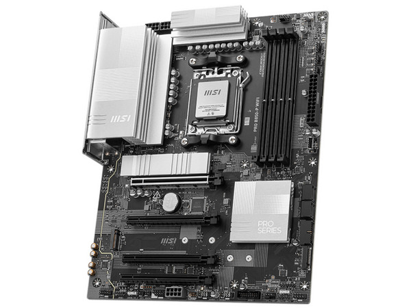 T. Madre MSI PRO B850-P WIFI,
Chipset AMD B850, 
Soporta: Procesadores AMD Serie 9000, 8000 y 7000, 
Socket AM5, Memoria: DDR5 8200(OC)/6600(OC)/4800MHz, Wi-Fi 7, Audio HD, USB-C 3.2, M.2, ATX, 
Ptos: 1xPCIE5.0x16, 1xPCIE4.0x16