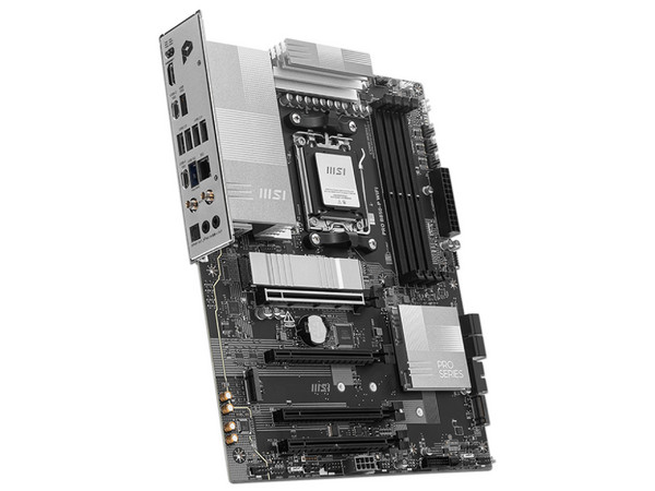 T. Madre MSI PRO B850-P WIFI,
Chipset AMD B850, 
Soporta: Procesadores AMD Serie 9000, 8000 y 7000, 
Socket AM5, Memoria: DDR5 8200(OC)/6600(OC)/4800MHz, Wi-Fi 7, Audio HD, USB-C 3.2, M.2, ATX, 
Ptos: 1xPCIE5.0x16, 1xPCIE4.0x16
