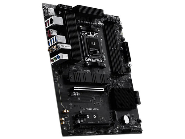 T. Madre MSI PRO B850-S WIFI6E: 
Chipset AMD B850, 
Segmento: Alto, 
Soporta: AMD Ryzen 7ma, 8va y 9na Generación, Socket AM5, 
RAM: DDR5 8400/ 6800/ 4800MHz, AudioHD, 
Wi-Fi, USB 3.2, SATA, M.2, ATX, 
1xPCIE4.0x16.