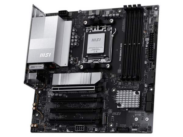 T. Madre MSI PRO B850M-P WIFI,
Chipset AMD B850,
Segmento: Alto,
Soporta: Procesadores AMD Serie 9000, 8000 y 7000, Socket AM5, 
Memoria: DDR5 8200+MT/s, 256GB Max, 
Integrado: USB, USB-C, M.2, Wi-Fi, 
Micro-ATX, Ptos: PCIE5.0x16.