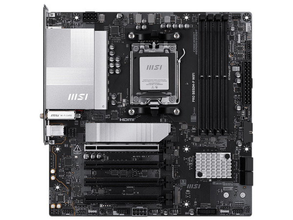 T. Madre MSI PRO B850M-P WIFI,
Chipset AMD B850,
Segmento: Alto,
Soporta: Procesadores AMD Serie 9000, 8000 y 7000, Socket AM5, 
Memoria: DDR5 8200+MT/s, 256GB Max, 
Integrado: USB, USB-C, M.2, Wi-Fi, 
Micro-ATX, Ptos: PCIE5.0x16.