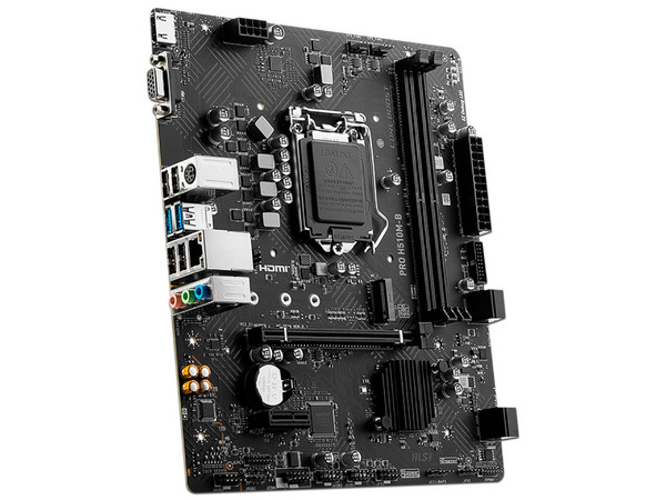T. Madre MSI H510M-B PRO, Chipset Intel H510,
Soporta Intel 10ma Generación, Socket 1200,
Memoria: DDR4 2933/2666/2133 MHz, 64GB Max,
Integrado: Audio HD, Red,
USB 3.2, SATA 3.0, M.2,
Micro-ATX, Ptos: 1xPCIE3.0x16, 1xPCIE3.0x1.
