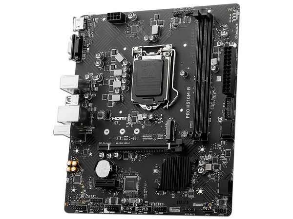T. Madre MSI H510M-B PRO, Chipset Intel H510,
Soporta Intel 10ma Generación, Socket 1200,
Memoria: DDR4 2933/2666/2133 MHz, 64GB Max,
Integrado: Audio HD, Red,
USB 3.2, SATA 3.0, M.2,
Micro-ATX, Ptos: 1xPCIE3.0x16, 1xPCIE3.0x1.