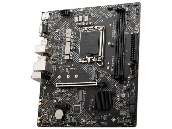 T. Madre MSI PRO H610M-G DDR5,
Chipset Intel H610,
Segmento: Básico,
Soporta: Intel 12va, 13va y 14va Gen, Socket 1700,
Memoria: DDR5 5600MHz, 92GB Máx,
Integrado: Audio HD, Red, USB 3.2, SATA 3.0, M.2,
Micro-ATX, Ptos: 1xPCIE4.0x16, 1xPCIE3.0x1.