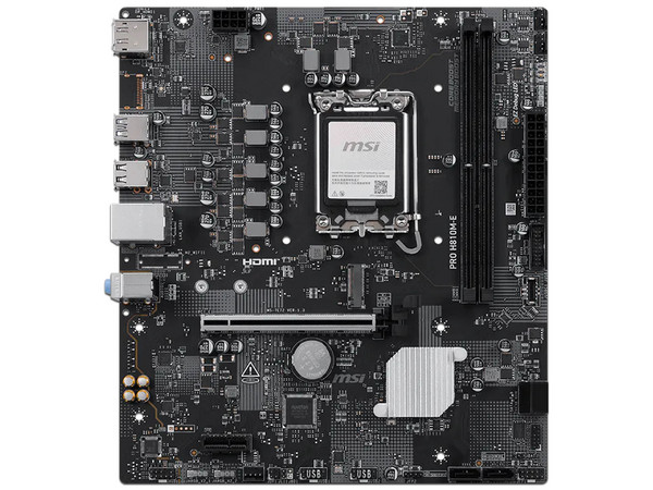 T. Madre MSI PRO H810M-E, 
Chipset Intel H810,
Segmento: Alto,
Soporta: Intel Ultra (Series 2), Socket 1851,
Memoria: DDR5 6400MT/s, 128GB Max
Integrado: Audio HD, Red, USB 3.2, SATA III, M.2
Micro-ATX, Ptos: 1xPCIE 5.0x16.