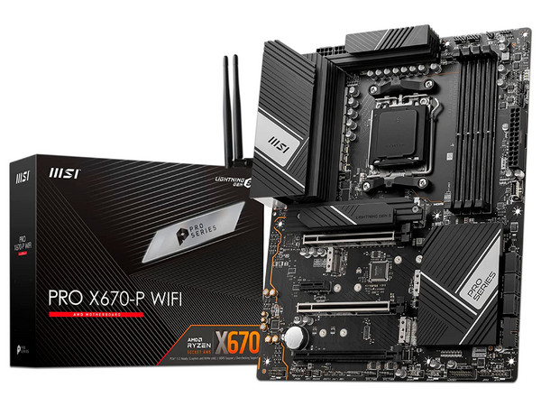 T. Madre MSI PRO X670-P WIFI, Chipset X670,
Soporta: AMD Ryzen 7000 Series, Socket AM5,
Memoria: DDR5 6600+(OC)/5400(OC)/5200/5000/4800 MHz, 128GB Max,
Integrado: Audio HD, Wi-Fi 6, SATA 3.0, M.2,
ATX, Ptos: 3xPCIE4.0x16, 1xPCIE3.0x1.