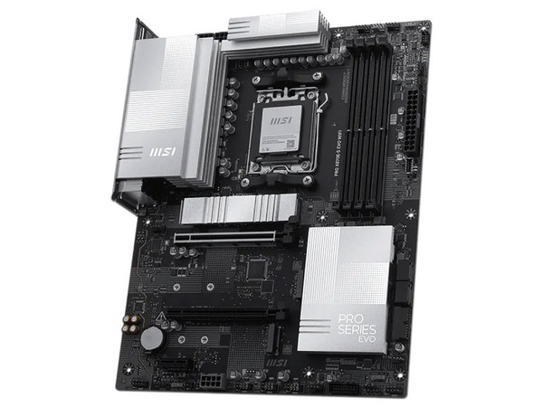 T. Madre MSI PRO X870E-S EVO WIFI:
Chipset AMD X870E,
Segmento: Alto/Gamer,
Soporta: AMD Ryzen 7000 / 8000 / 9000, Socket AM5,
RAM: DDR5 8200/ 6800/ 4800MHz, Max 256GB,
AudioHD, Wi-Fi 7, USB 3.2, SATA, M.2,
ATX, 1xPCIE5.0x16, 1xPCIE4.0x16.