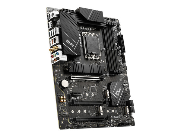 T. Madre MSI PRO Z790-P WIFI, 
Chipset Intel Z790,
Segmento: Alto/Gamer,
Soporta: Intel Core de 12va y 13va generación, Pentium Gold y Celeron, Socket 1700,
RAM: DDR5 7000/5800/4800MHz, 128GB Max,
SATA 3.0, M.2,
ATX, Ptos: 3xPCIEx16, 1xPCIEx1