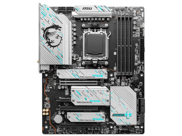 T. Madre MSI GAMING X670E PLUS WIFI, Chipset AMD X670E, Soporta Procesador AMD Ryzen 8000 y 7000 Series, Socket AM5, Memoria: DDR5 7800+(OC)/6200(OC)/4800MHz, 256GB Máx, Integrado: Audio HD, Wi-Fi 6E, USB 3.0, SATA 3.0, M.2, ATX, 3xPCIEx16, 1xPCIEx1