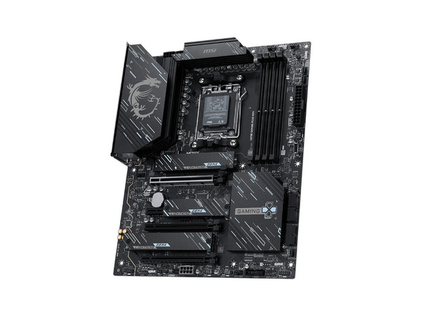 T. Madre MSI X870E GAMING PLUS WIFI, 
Chipset AMD X870E, 
Segmento: Alto/Gamer,
Soporta: Procesadores Ryzen 9000, 8000 y 7000, Socket AM5, 
RAM: DDR5 8200+ MHz, hasta 256GB Max, 
Audio HD, Red, Wi-Fi 7, USB 3.2, M.2, ATX 
Ptos: PCIe 5.0.