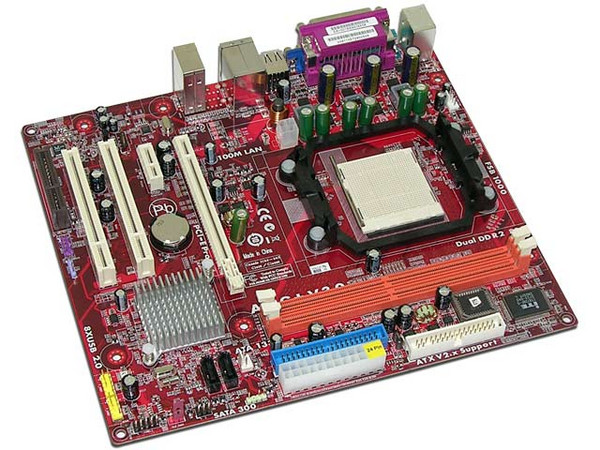 T. Madre PCCHIPS A13G+, ChipSet nVIDIA MCP 61s,
Para: Athlon 64/Athlon 64 X2 Dual-Core, Socket AM2,
Integrado: Video nVIDIA, Audio HD, Red 10/100,
Memoria: 2x DDR2, Max. 16GB, Diseño MicroATX,
Ptos: 1xPCI-E Prox8, 1xPCI-E X1, 2xPCI, 1xCNR