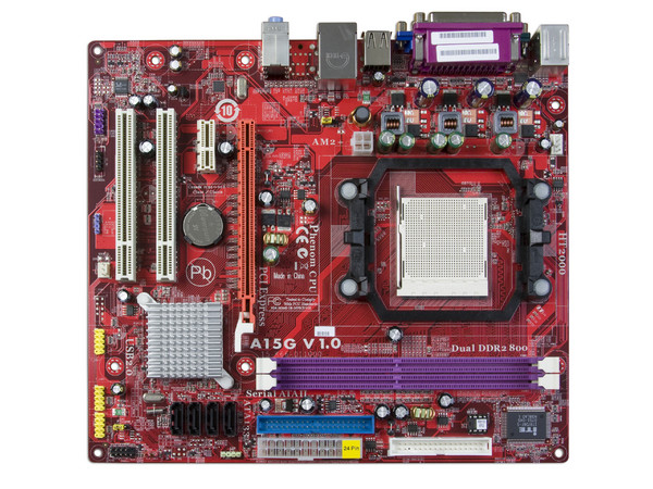 T. Madre PCCHIPS A15G, ChipSet nVIDIA MCP61P,
Para: Phenom, Athlon 64/Athlon 64 X2, Socket AM2,
Integrado: Video nVIDIA, Audio HD, Red 10/100,
Memoria: 2x DDR2, Max. 16GB, Diseño MicroATX,
Ptos: 1xPCI-E X16, 1xPCI-E X1, 2xPCI