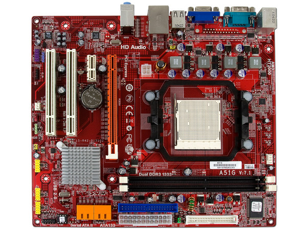 T. Madre PCCHIPS A51G, ChipSet NVIDIA MCP61P,
Para: Phenom II, Athlon II, Socket AM3,
Integrado: Video GeForce 6150, Audio, Red 10/100,
Memoria: 2x DDR3, Max. 8GB, Diseño Micro ATX,
Ptos: 1xPCI-E X16, 1xPCI-E X1, 2xPCI