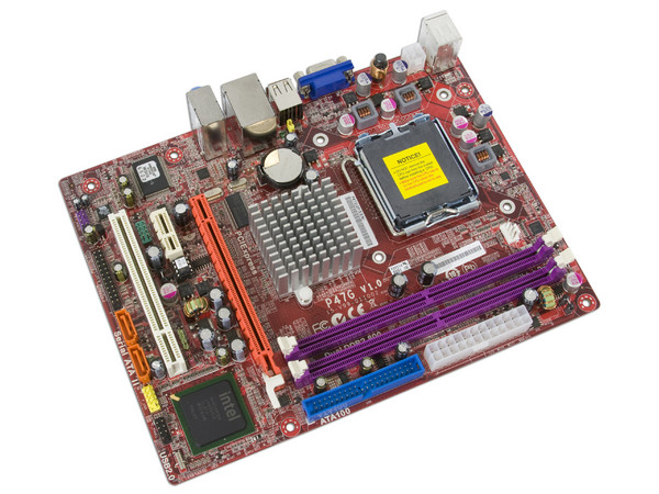 T. Madre PCCHIPS P47G, ChipSet Intel G31&ICH7,
Soporta: Cel.400, DualCore/Core 2 Duo, 1066/1333MHz,
Memoria: DDR2 667/800, 2 Bancos, 4GB Max,
Integrado: Audio HD, Red 10/100, Video Intel GMA 3100,
Diseño: MATX, Ptos: 1xPCEx16, 1xPCEx1, 1xPCI