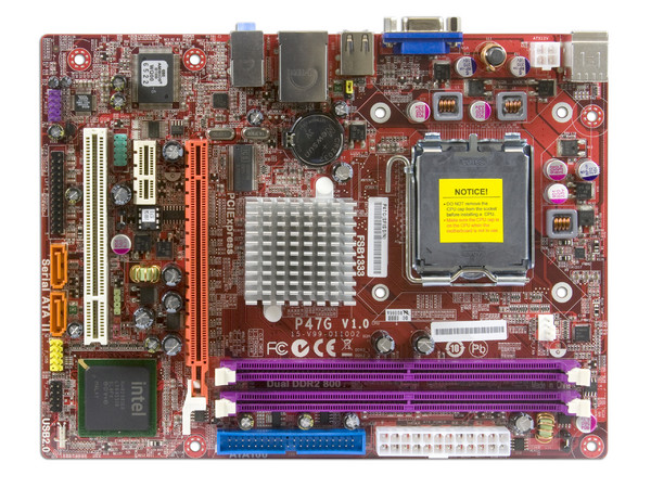 T. Madre PCCHIPS P47G, ChipSet Intel G31&ICH7,
Soporta: Cel.400, DualCore/Core 2 Duo, 1066/1333MHz,
Memoria: DDR2 667/800, 2 Bancos, 4GB Max,
Integrado: Audio HD, Red 10/100, Video Intel GMA 3100,
Diseño: MATX, Ptos: 1xPCEx16, 1xPCEx1, 1xPCI