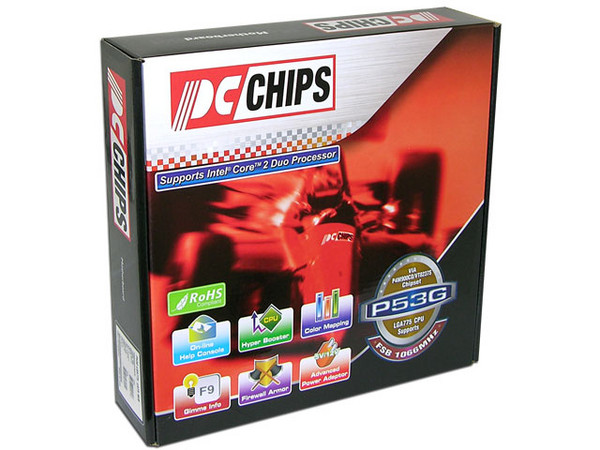 T. Madre PCCHIPS P53G (V1.0), ChipSet VIA P4M900CD,
Soporta: Cel.400, DualCore/Duo/Quad, 1066/800/533MHz,
Memoria: DDR2 667/533/400, 2 Bancos, 4GB Max,
Integrado: Audio 5.1, Red 10/100, Video Chrome9,
Diseño: MicroATX, Ptos: 1xPCEx16, 1xPCE, 2xPCI
