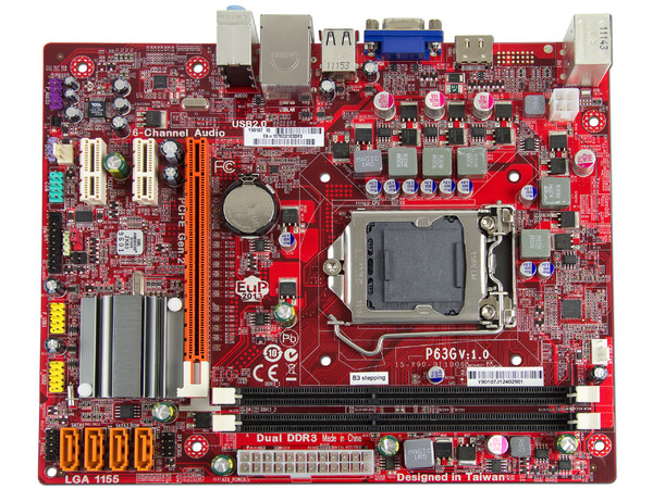 T. Madre PCCHIPS P63G (V1.0), ChipSet Intel H61 Exp,
Soporta: Intel Core i7/i5/i3 de Socket 1155,
Memoria: DDR3 1333/1066 MHz, 16GB Max,
Integrado: Audio HD, Red 10/100,
Diseño: Micro-ATX, Ptos: 1xPCIEx16, 2xPCIEx1.