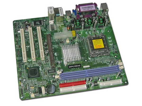 T. Madre Shika SHP4LVQF24S, ChipSet VIA P4M800CE,
Soporta: Intel LGA775 de FSB 800/533 MHz,
Integrado: Video, Audio 6 Canales y Red,
Memoria: DDR 400 / 333, 2 Bancos, 2GB Max,
Diseño: Micro ATX, Ptos:3x PCI, 1x AGP8X