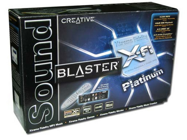 Tarjeta de Sonido Sound Blaster X-Fi Platinum, Sonido 7.1 DTS-ES y Dolby Digital EX, Entradas: RCA, E/S MIDI y E/S digital óptica y coaxial, PCI.