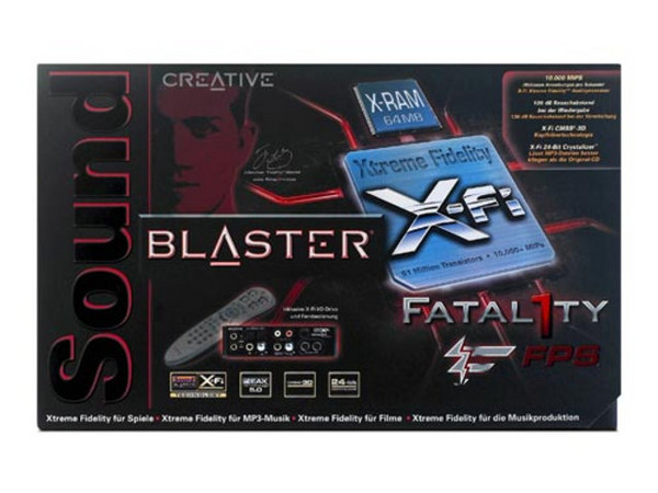 Tarjeta de Sonido Sound Blaster X-Fi Fatal1ty, THX, Decodifica DTS-ES y Dolby Digital EX, 64MB de X-Ram, PCI y Módulo Interno.