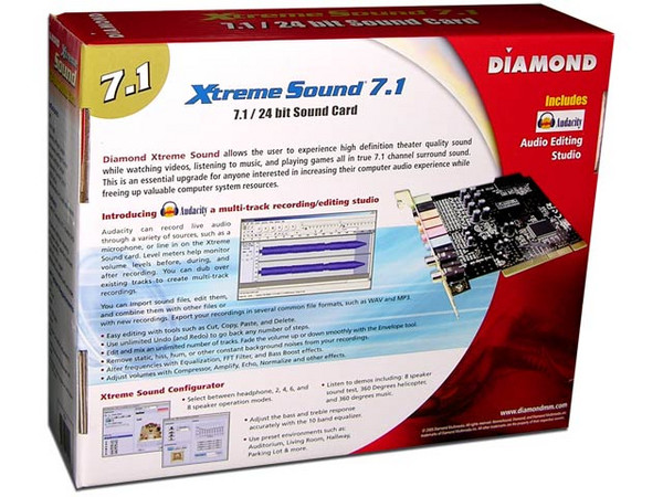 Tarjeta de Sonido Diamond Xtreme Sound 24-Bit, Sonido 7.1, PCI