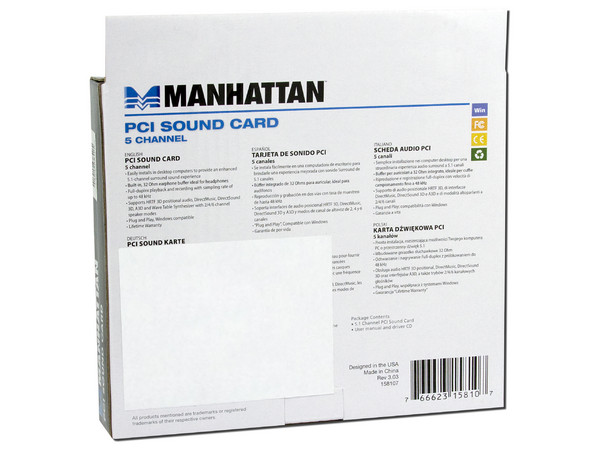 Tarjeta de Sonido Manhattan 5.1, PCI