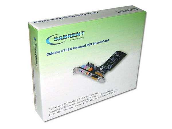 T. de Sonido SABRENT Surround Sound 5.1 de 6 Canales, PCI.