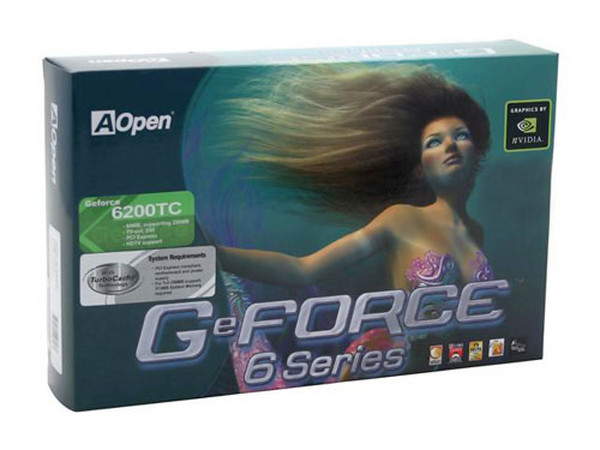 T. de Video AOpen Geforce 6200 TurboCache soporta hasta 128MB, Salida a TV. Puerto PCI Express x 16