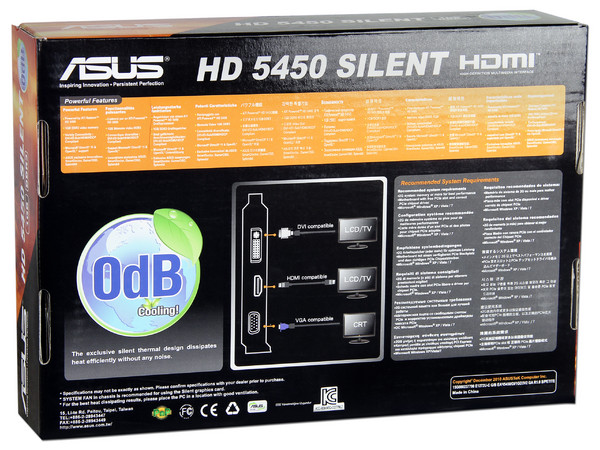 Tarjeta de Video Asus AMD Radeon HD 5450 Silent, 1GB DDR3, HDMI, DVI, VGA. Puerto PCI Express 2.1