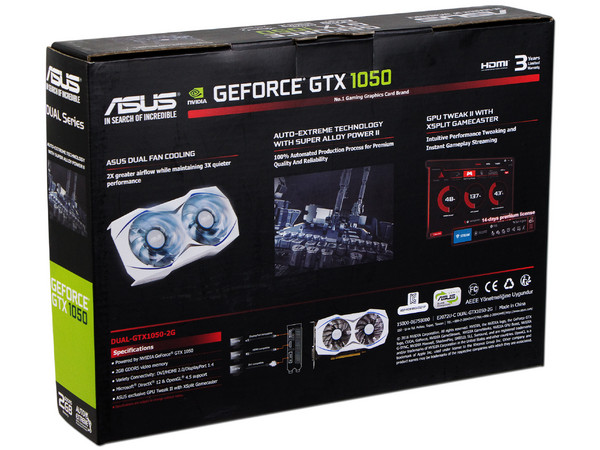 Tarjeta de Video NVIDIA ASUS GeForce GTX 1050 DUAL, 2GB GDDR5, 1xHDMI, 1xDVI, 1xDisplayPort, PCI Express x16 3.0