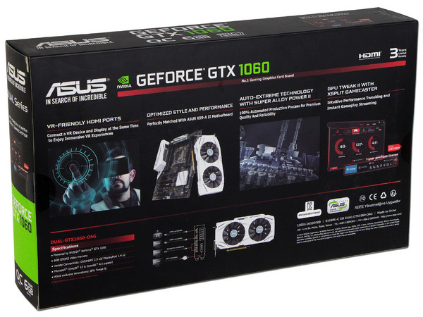 Tarjeta de Video NVIDIA GeForce GTX 1060 ASUS DUAL OC, 6GB GDDR5, 2xHDMI, 1xDVI, 2xDisplayPort, PCI Express x16 3.0