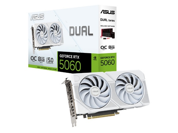 Tarjeta de Video NVIDIA GeForce RTX 5060 ASUS DUAL OC, 8GB GDDR7, 1xHDMI, 3xDisplayPort, PCI Express x16 5.0, Color Blanco.