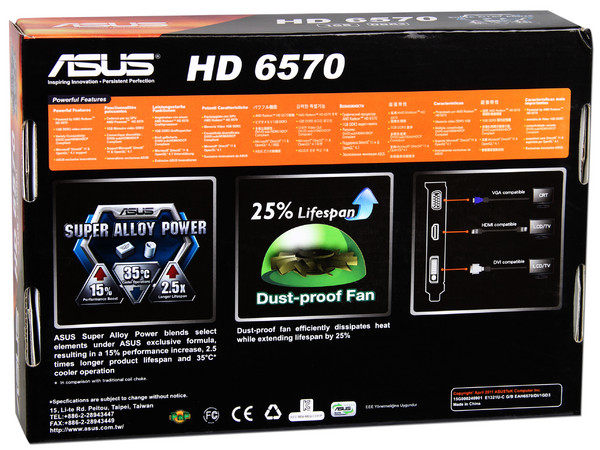 Tarjeta de Video Asus AMD Radeon HD 6570, 1GB DDR3, HDMI, DVI, VGA. Puerto PCI Express 2.1