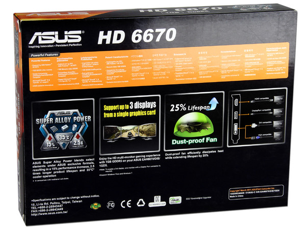 Tarjeta de Video Asus AMD Radeon HD 6670, 1GB GDDR5, DisplayPort, HDMI, DVI. Puerto PCI Express 2.0